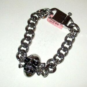 Skull Crossbone Biker Link Bracelet